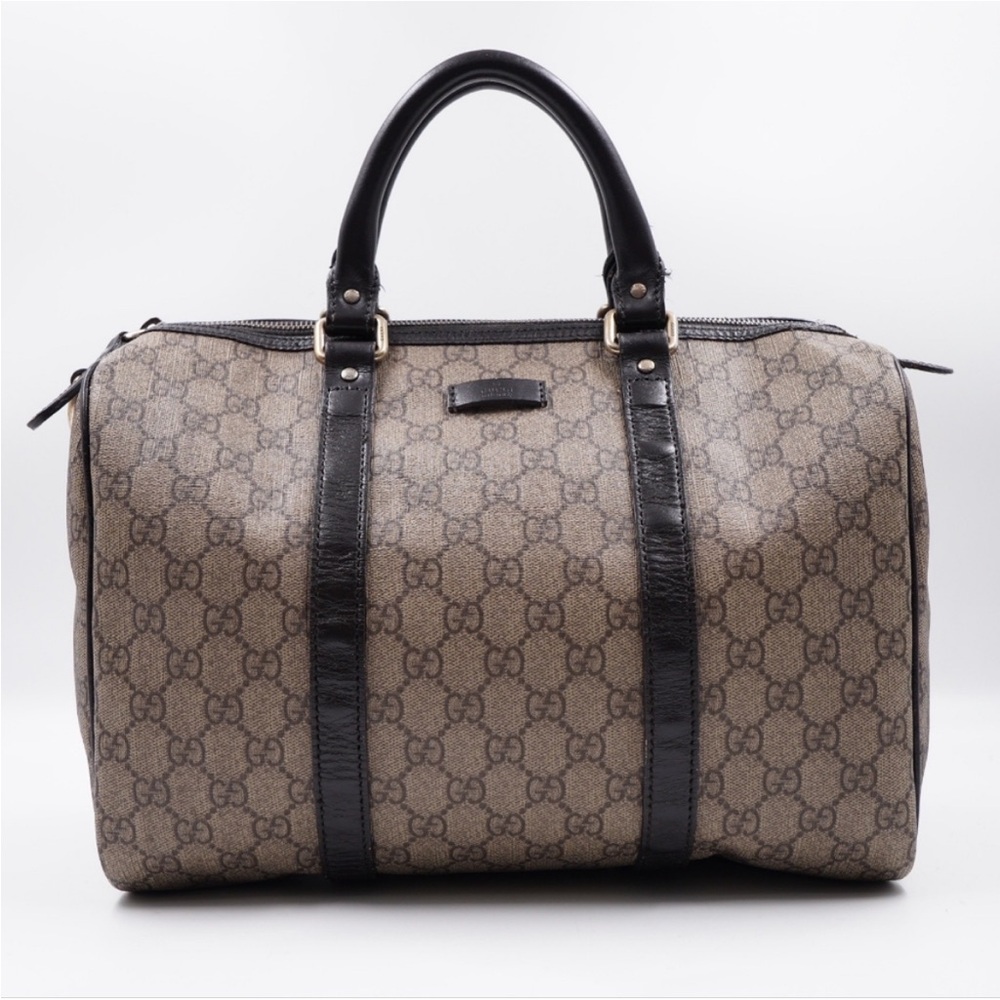 Gucci- Authentic 🍀 GG Joy Monogram Tan and Black Large Boston Bag